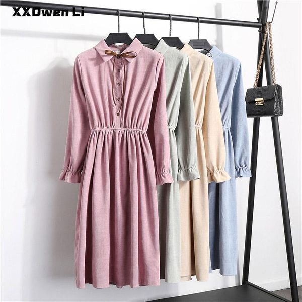 casual dresses women korean bow buttons long sleeve corduroy midi office lady turn-down collar high waist dress cute kawaii, Black;gray
casual dresses women korean bow buttons long sleeve corduroy midi office lady turn-down collar high waist dress cute kawaii, Black;gray