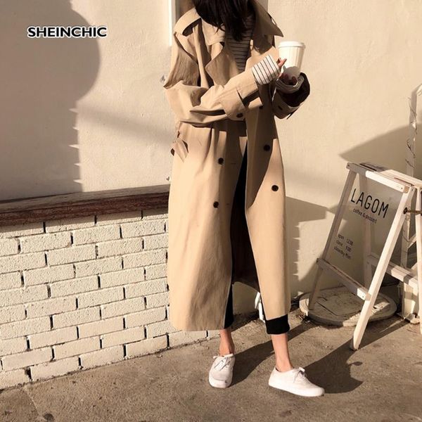 women's trench coats double-breasted coat with belt 2021 autumn classical lapel collar loose long windbreaker chic outwear, Tan;black
women's trench coats double-breasted coat with belt 2021 autumn classical lapel collar loose long windbreaker chic outwear, Tan;black