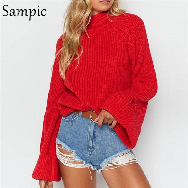 women's sweaters sampic long sleeve knitted woman casual pullovers sweater turtleneck flare loose autumn winter, White;black 
women's sweaters sampic long sleeve knitted woman casual pullovers sweater turtleneck flare loose autumn winter, White;black