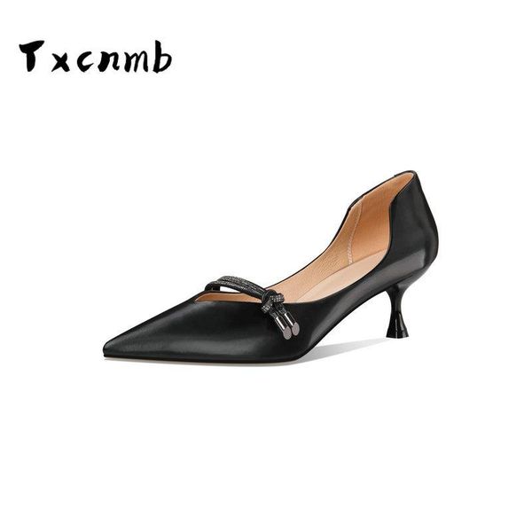 dress shoes fashion brand full genuine leather pointed toe 5cm heels pumps for women thin heel party ladies, Black
dress shoes fashion brand full genuine leather pointed toe 5cm heels pumps for women thin heel party ladies, Black