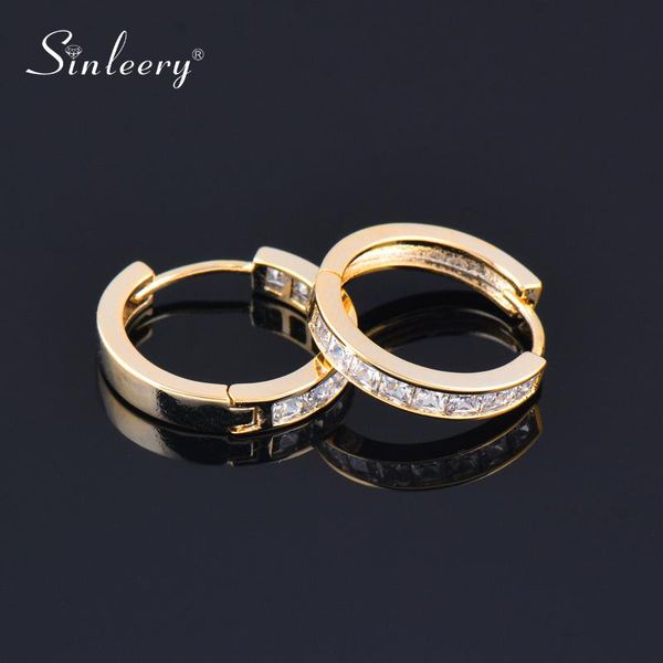 hoop & huggie sinleery 1.5cm length gold color earrings for women men with square crystal small earring 2021 arrival es857 ssk, Golden;silver 
hoop & huggie sinleery 1.5cm length gold color earrings for women men with square crystal small earring 2021 arrival es857 ssk, Golden;silver