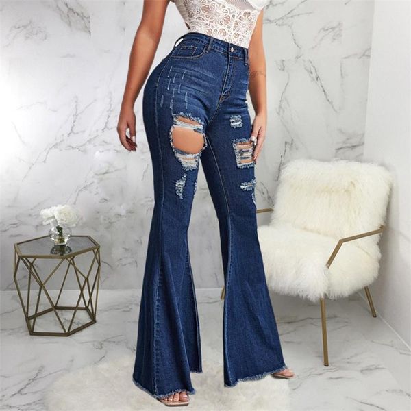 women's jeans ripped flared pants women high waist stretch slim streetwear denim trousers lady casual boot cut, Blue
women's jeans ripped flared pants women high waist stretch slim streetwear denim trousers lady casual boot cut, Blue