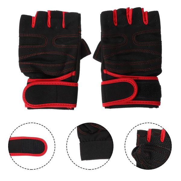 cycling gloves 1 pair sports protective half finger gym anti-skid, Black 
cycling gloves 1 pair sports protective half finger gym anti-skid, Black
