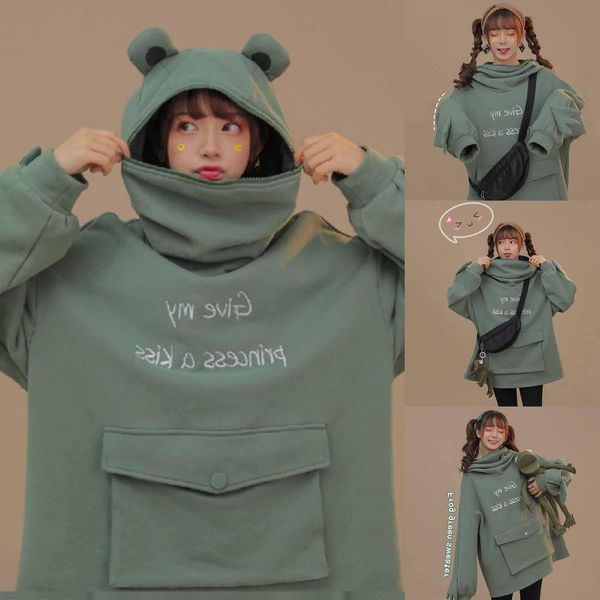 plus velvet sweatshirt women hoodies sweet japan creative stitching three-dimensional cute frogs pullover pocket hoodies, Black
plus velvet sweatshirt women hoodies sweet japan creative stitching three-dimensional cute frogs pullover pocket hoodies, Black