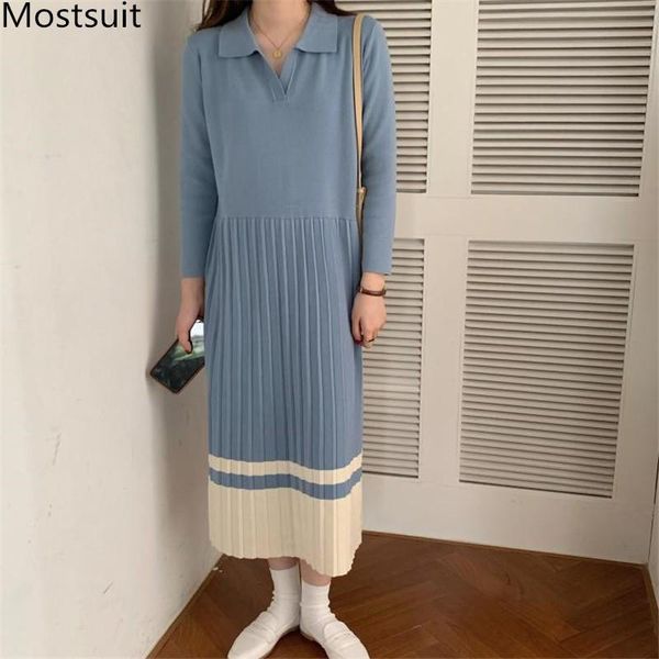 casual dresses color-blocked korean knitted sweater dress women long sleeve turn-down collar pleated fashion ladies vestido 2021, Black;gray
casual dresses color-blocked korean knitted sweater dress women long sleeve turn-down collar pleated fashion ladies vestido 2021, Black;gray