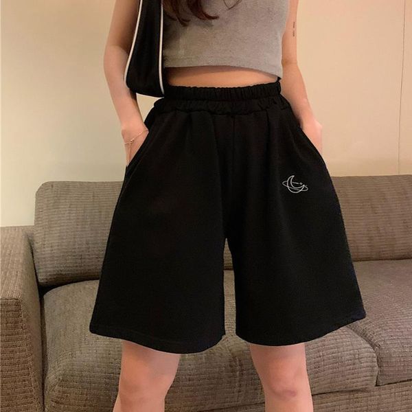 women's shorts casual embroidery pocket oversized bottoms summer fashion ladies loose elastic waist straight 2021, White;black
women's shorts casual embroidery pocket oversized bottoms summer fashion ladies loose elastic waist straight 2021, White;black