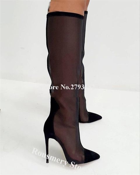 boots women black mesh knee high stiletto heel gladiator pointed toe patchwork lace long club shoes
boots women black mesh knee high stiletto heel gladiator pointed toe patchwork lace long club shoes