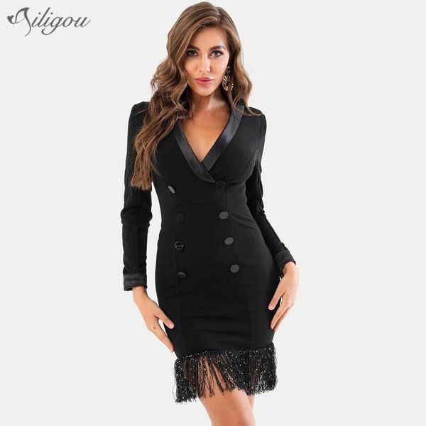 summer ladies v-neck designer long-sleeved shiny sequined cotton dress tassel elegant tight party vestido 210527, Black;gray
summer ladies v-neck designer long-sleeved shiny sequined cotton dress tassel elegant tight party vestido 210527, Black;gray