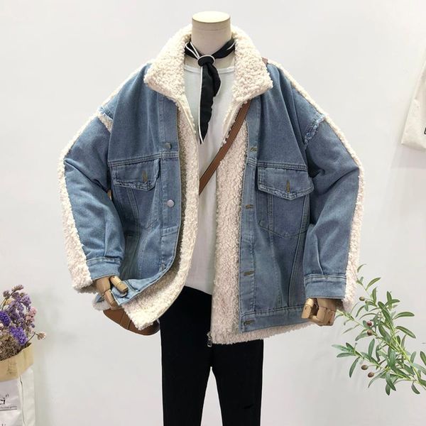 women's jackets winter women fake two-piece cowboy patchwork faux lamb wool coat oversized loose casual warm denim jacket female outwea, Black;brown
women's jackets winter women fake two-piece cowboy patchwork faux lamb wool coat oversized loose casual warm denim jacket female outwea, Black;brown