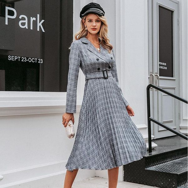 casual dresses double breasted office suit dress women elegant a line sashes plaid blazer female long sleeve pleated ladies vestidos, Black;gray
casual dresses double breasted office suit dress women elegant a line sashes plaid blazer female long sleeve pleated ladies vestidos, Black;gray