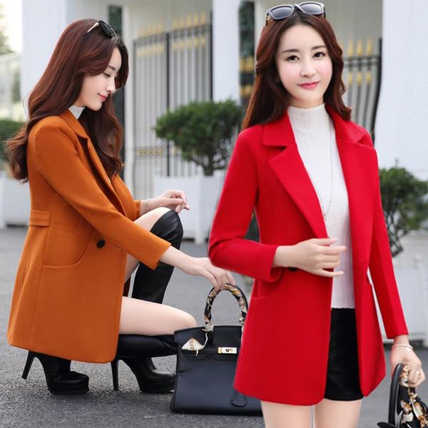 women's wool & blends autumn winter long coat woolen female slim coats jackets women, Black
women's wool & blends autumn winter long coat woolen female slim coats jackets women, Black