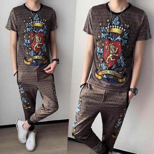 men's tracksuits -5xl men luxury retro print casual short sleeve tshirt pants 2 piece set streetwear clothes jogger sports suit, Gray
men's tracksuits -5xl men luxury retro print casual short sleeve tshirt pants 2 piece set streetwear clothes jogger sports suit, Gray
