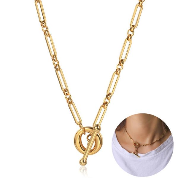 chokers chic cable necklace for women gold color stainless steel metal collar wrist chain toggle birthday gift her dn289, Golden;silver
chokers chic cable necklace for women gold color stainless steel metal collar wrist chain toggle birthday gift her dn289, Golden;silver