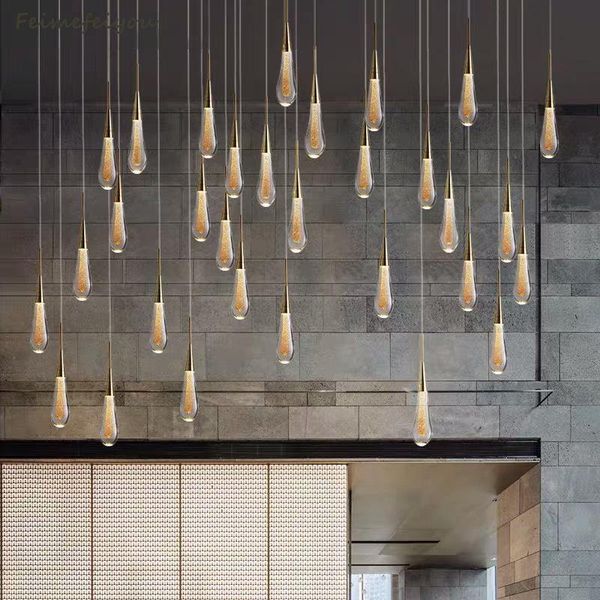 feimefeiyou 2021 stairwell meteor shower glass postmodern crystal creative restaurant bar designer long water drop chandelier
feimefeiyou 2021 stairwell meteor shower glass postmodern crystal creative restaurant bar designer long water drop chandelier