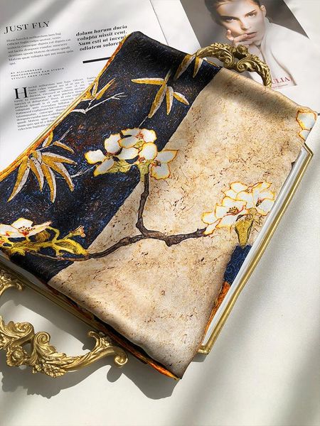 scarves dignified elegant oil painting series silk scarf female spring autumn thin 90 square summer sunscreen shawl, Blue;gray
scarves dignified elegant oil painting series silk scarf female spring autumn thin 90 square summer sunscreen shawl, Blue;gray