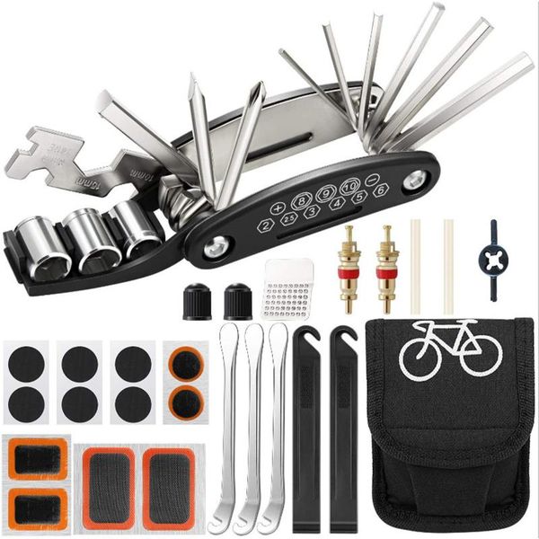 tools 27 pcs bike tool kit puncture repair multi mountain accessories 16 in 1 multifunction
tools 27 pcs bike tool kit puncture repair multi mountain accessories 16 in 1 multifunction