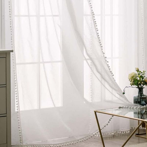 curtain & drapes linen textured window sheer with pom for bedroom living room semi transparent voile panel light filtering tj3989
curtain & drapes linen textured window sheer with pom for bedroom living room semi transparent voile panel light filtering tj3989