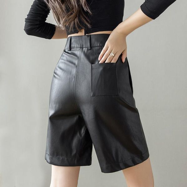 women's shorts korean fashion women pu leather autumn winter loose five points trousers lady casual streetwear high waist, White;black
women's shorts korean fashion women pu leather autumn winter loose five points trousers lady casual streetwear high waist, White;black