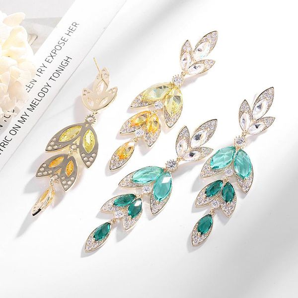 hoop & huggie luxury leaves earring handmade zirconia women fashion drop wedding jewelris gold plating summer, Golden;silver
hoop & huggie luxury leaves earring handmade zirconia women fashion drop wedding jewelris gold plating summer, Golden;silver