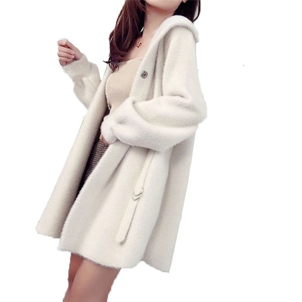 2021 new knit women cardigan style autumn long hooded imitation mink fur loose sweater coat solid female thick 4y82, White;black
2021 new knit women cardigan style autumn long hooded imitation mink fur loose sweater coat solid female thick 4y82, White;black