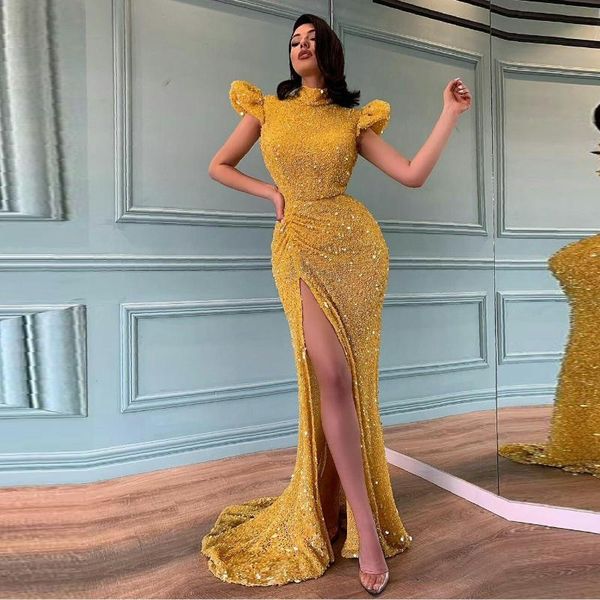 party dresses sequined prom with cap sleeves sequins side high split evening dress mermaid women birthday custom made, White;black
party dresses sequined prom with cap sleeves sequins side high split evening dress mermaid women birthday custom made, White;black