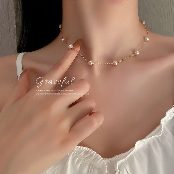 designer necklace luxury chain real gold electroplating korean simple chaodanshui pearl collar bone girlish temperament design, Silver
designer necklace luxury chain real gold electroplating korean simple chaodanshui pearl collar bone girlish temperament design, Silver