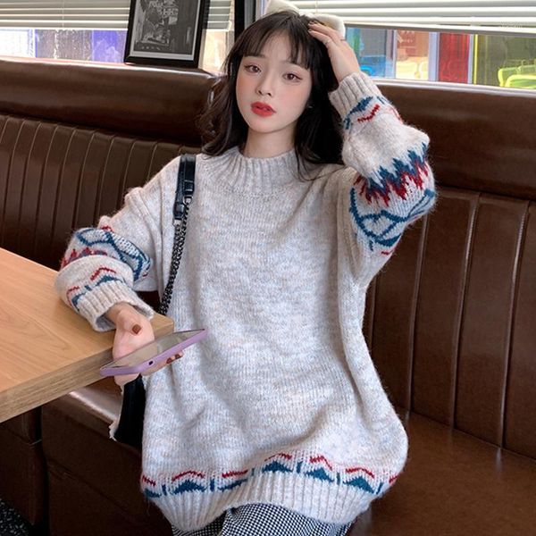 round collar pullover sweater female winter thick loose long sleeve knitting women coat women's sweaters, White;black
round collar pullover sweater female winter thick loose long sleeve knitting women coat women's sweaters, White;black