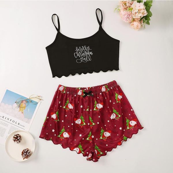 2020 casual merry christmas letter santa claus cartoon print camis shorts women sets christmas women pajama sets dropshipping, Black;red
2020 casual merry christmas letter santa claus cartoon print camis shorts women sets christmas women pajama sets dropshipping, Black;red