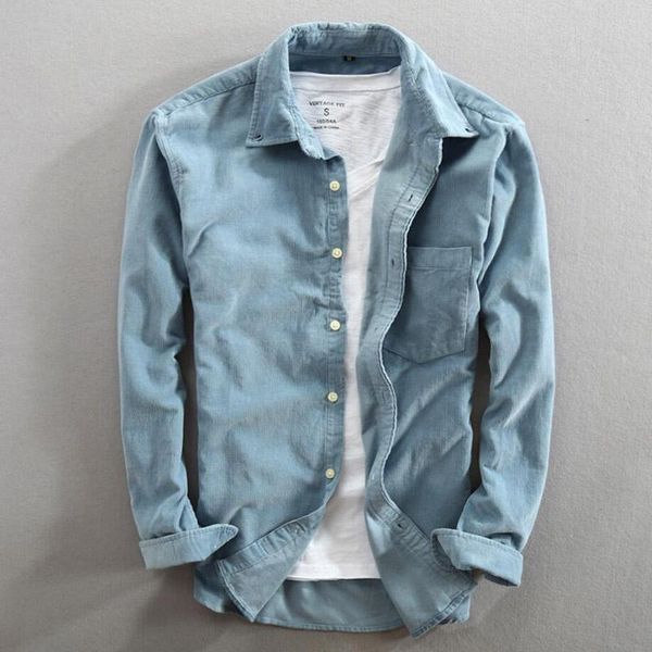 men's casual shirts men autumn and spring fashion style japan vintage slim fit corduroy cotton shirt male blue red solid color cloth, White;black
men's casual shirts men autumn and spring fashion style japan vintage slim fit corduroy cotton shirt male blue red solid color cloth, White;black