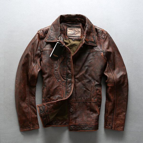 men's leather & faux avirex arrival vintage genuine jacket short slim fit cowskin motorcycle biker coat men, Black
men's leather & faux avirex arrival vintage genuine jacket short slim fit cowskin motorcycle biker coat men, Black