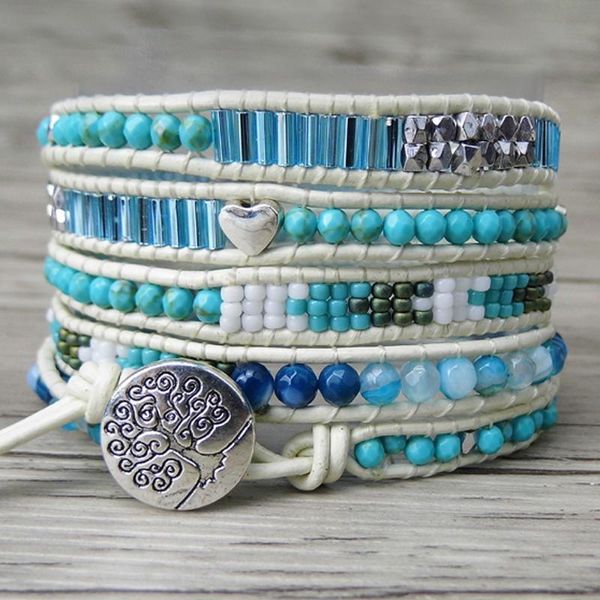 tennis blue natural stone 5 wraps bracelet leather wrap beaded bohemian beads yoga gyspy, Golden;silver
tennis blue natural stone 5 wraps bracelet leather wrap beaded bohemian beads yoga gyspy, Golden;silver