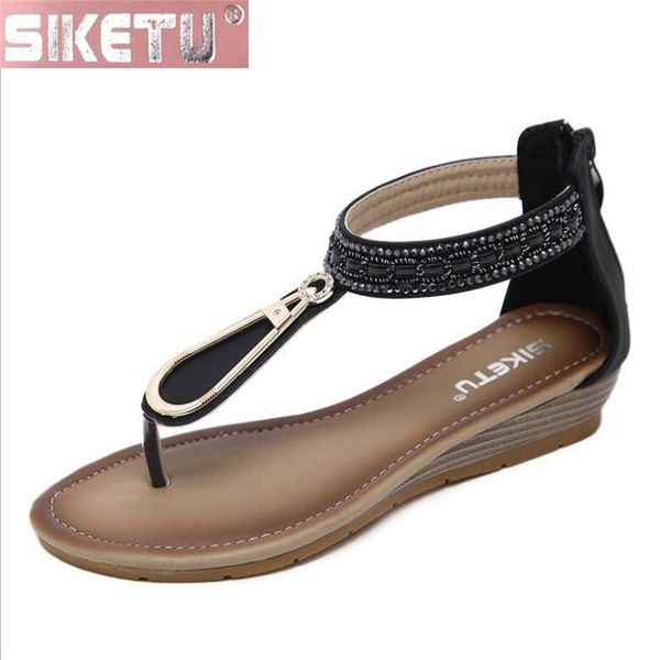 dress shoes siketu woman sandals pu 3cm wedge rome rhinestone bohemia summer women drive office, Black
dress shoes siketu woman sandals pu 3cm wedge rome rhinestone bohemia summer women drive office, Black