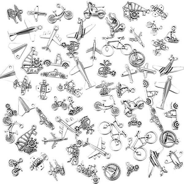 charms 10-60pcs antique silver color transportation tools aircraft bike motorcycle car ship pendants for jewelry making, Bronze;silver
charms 10-60pcs antique silver color transportation tools aircraft bike motorcycle car ship pendants for jewelry making, Bronze;silver