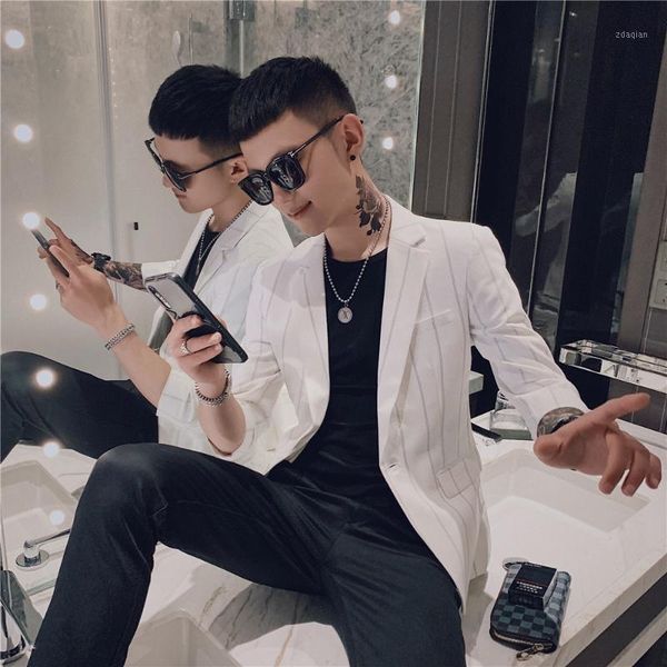 / 3 sleeve suit social fashion slim 7 4 male stripe white men's suits & blazers, White;black
/ 3 sleeve suit social fashion slim 7 4 male stripe white men's suits & blazers, White;black