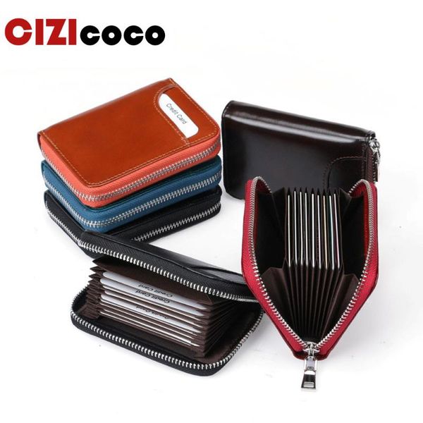 card holders genuine leather zipper holder fashion id 6 colors blocking wallets with rfid, Brown;gray
card holders genuine leather zipper holder fashion id 6 colors blocking wallets with rfid, Brown;gray