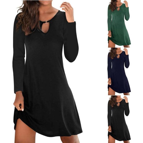 casual dresses solid color hollow out female plain long sleeve dress ladies cocktail party holiday vestido feminino, Black;gray
casual dresses solid color hollow out female plain long sleeve dress ladies cocktail party holiday vestido feminino, Black;gray