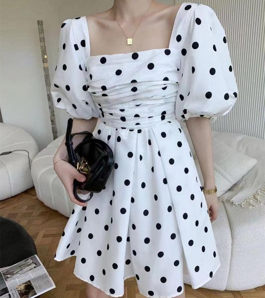 party dresses dot plaid print women slim waist mini robe summer 2021 square collar vintage ladies pleated puff sleeve backless sweet, White;black
party dresses dot plaid print women slim waist mini robe summer 2021 square collar vintage ladies pleated puff sleeve backless sweet, White;black