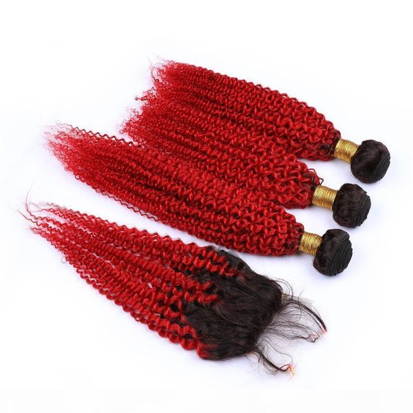 bright red ombre kinky curly virgin indian human hair 3bundles with closure 4pcs lot #1b red ombre 4x4 lace front closure with weaves, Black;brown
bright red ombre kinky curly virgin indian human hair 3bundles with closure 4pcs lot #1b red ombre 4x4 lace front closure with weaves, Black;brown