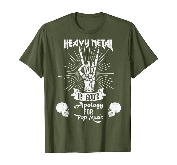 heavy metal music is god's apology funny pun gift t-shirt, White;black 
heavy metal music is god's apology funny pun gift t-shirt, White;black