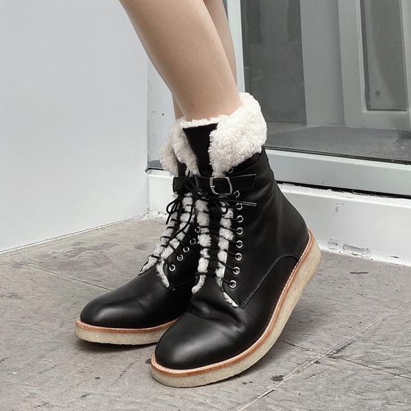 boots winter snow women fur warm ankle lace-up short plush shoes leather comfortable botines mujer 2021, Black
boots winter snow women fur warm ankle lace-up short plush shoes leather comfortable botines mujer 2021, Black