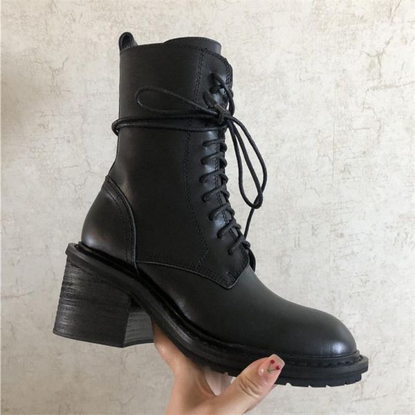 boots fashion black genuine leather women ankle lace-up 8cm chunky high heel short booties cowboy autumn botas mujer
boots fashion black genuine leather women ankle lace-up 8cm chunky high heel short booties cowboy autumn botas mujer