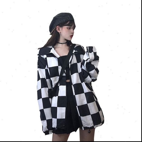 harajuku plaid jacket women long sleeve loose white black checkerboard colored plaid fashion casual coat streetwear, Black;brown
harajuku plaid jacket women long sleeve loose white black checkerboard colored plaid fashion casual coat streetwear, Black;brown