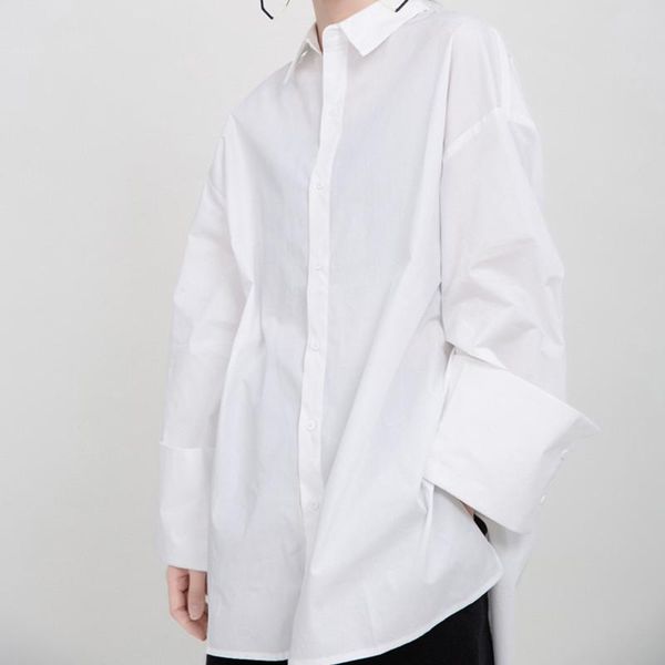 women's blouses & shirts white button up shirt temperament big size female lapel long sleeve loose fit fashion tide spring autumn 2021
women's blouses & shirts white button up shirt temperament big size female lapel long sleeve loose fit fashion tide spring autumn 2021