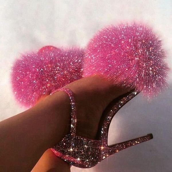 slippers sequined stiletto fur heels solid women party nigh club shoes pumps buckle strap fashion thin high glitter ankle, Black
slippers sequined stiletto fur heels solid women party nigh club shoes pumps buckle strap fashion thin high glitter ankle, Black