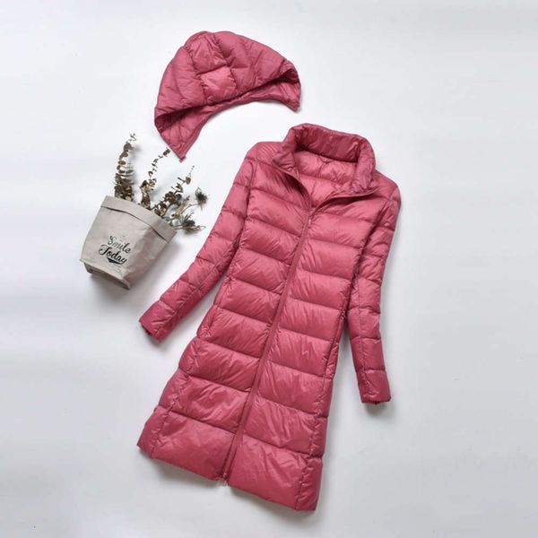 lightweight down jacket women's middle and long style autumn winter fashion knee high white duck detachable hat coat, Black
lightweight down jacket women's middle and long style autumn winter fashion knee high white duck detachable hat coat, Black