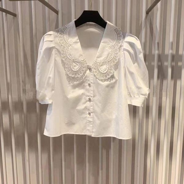 women's blouses & shirts spring and summer doll collar retro puff sleeves handmade nail pearl white short-sleeved shirt women
women's blouses & shirts spring and summer doll collar retro puff sleeves handmade nail pearl white short-sleeved shirt women