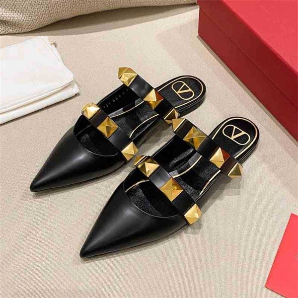 fashion sharp head big rivet half trailer women's flat bottom 2021 summer new shallow mouth sandals women's leather mueller shoes, Black
fashion sharp head big rivet half trailer women's flat bottom 2021 summer new shallow mouth sandals women's leather mueller shoes, Black
