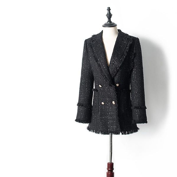 women's jackets classical women double breasted coats slim office lady's mid long tassel wool knitted chic autumn outerwear elegan, Black;brown
women's jackets classical women double breasted coats slim office lady's mid long tassel wool knitted chic autumn outerwear elegan, Black;brown