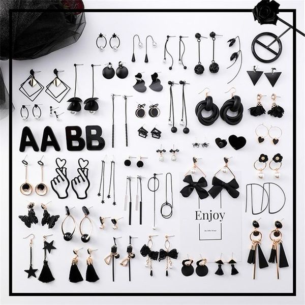 stud 2021 korean fashion black acrylic earrings retro geometric round love heart bowknot tassel long pearl women jewelry, Golden;silver
stud 2021 korean fashion black acrylic earrings retro geometric round love heart bowknot tassel long pearl women jewelry, Golden;silver