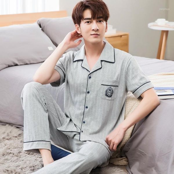 men's sleepwear men cotton 2pcs stripe sleep set soft notched pyjamas short sleeve shirt&pants elastic waist suit loose nightwear homew, Black;brown
men's sleepwear men cotton 2pcs stripe sleep set soft notched pyjamas short sleeve shirt&pants elastic waist suit loose nightwear homew, Black;brown